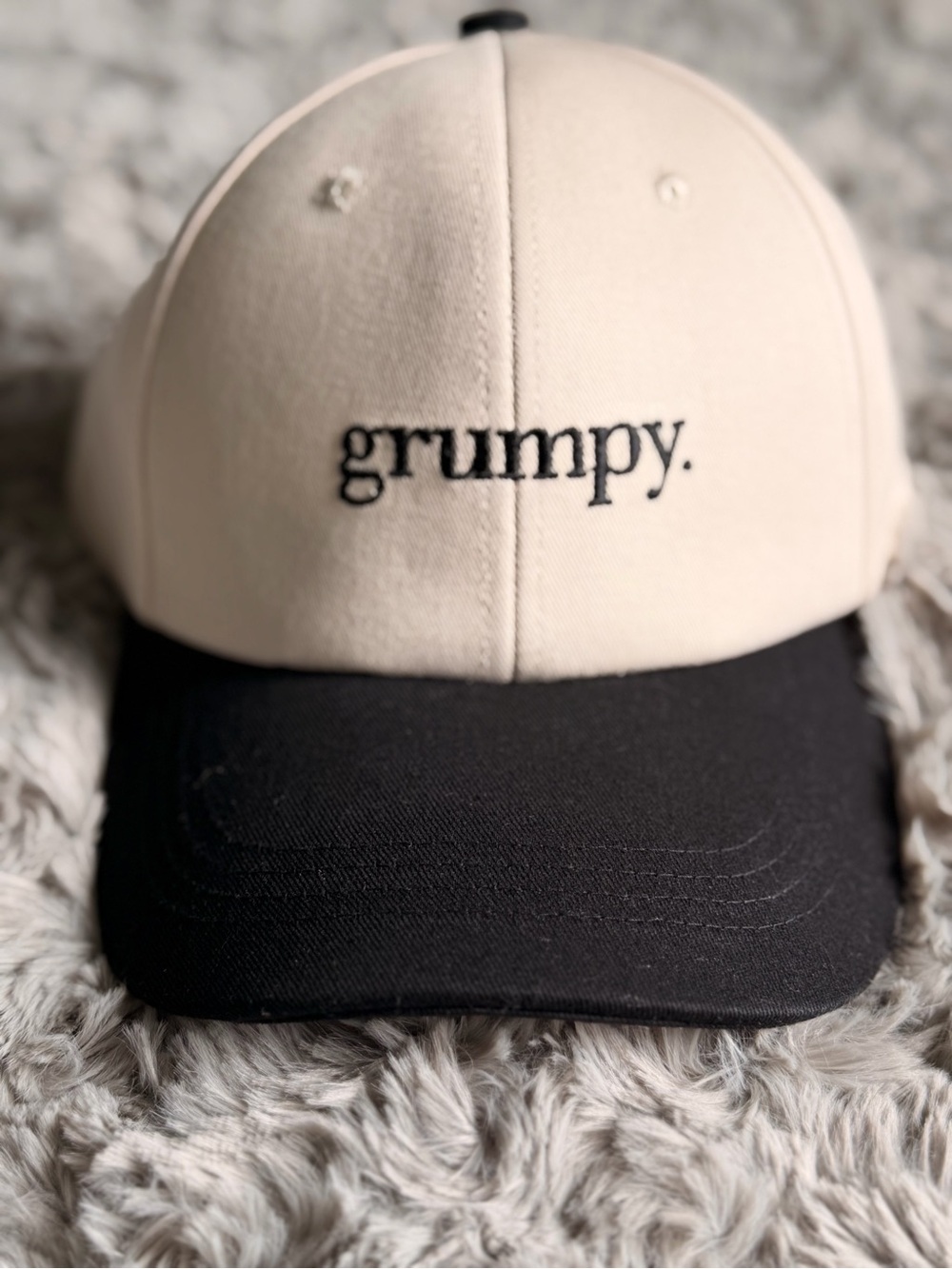 Zenana ‘grumpy.' Two-Tone Baseball Hat - Cream and Black